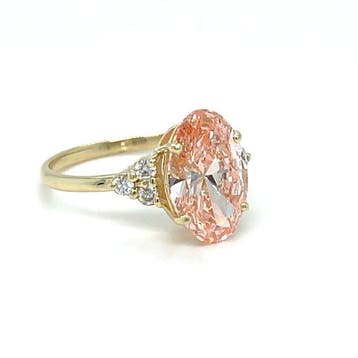 Ring - 14 karaat Geel goud - 5.45ct. tw. Roze Diamant (Fancy, Nieuw