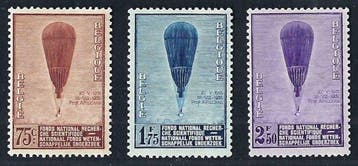 België 1932 - 2 volledige reeksen uit 1933  Ballons Piccard, Gestempeld
