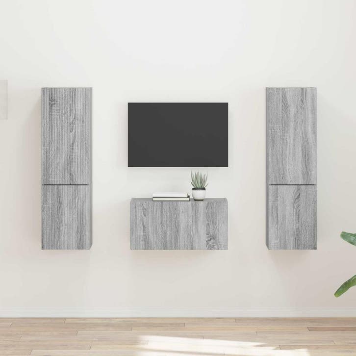 vidaXL Tv-meubelset 5 pcs Grijs Sonoma Bewerkt hout, Huis en Inrichting, Kasten |Televisiemeubels, Nieuw, Verzenden