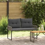 vidaXL Tuinbank met kussen Grijs 118 x 55 x 82 cm PE Riet en, Tuin en Terras, Verzenden, Nieuw
