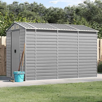 vidaXL Tuinhuis Lichtgrijs 191x300x198 cm Gegalvaniseerd, Verzenden