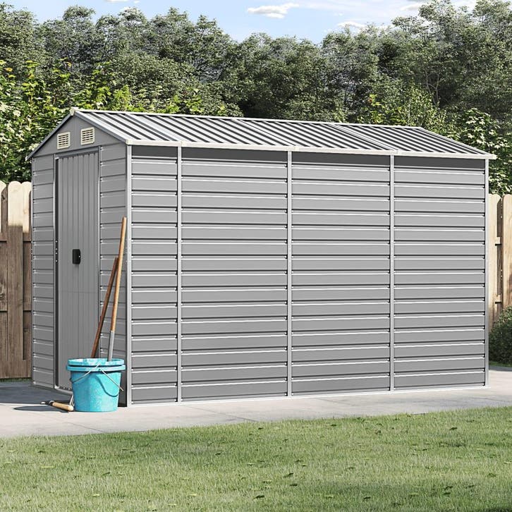 vidaXL Tuinhuis Lichtgrijs 191x300x198 cm Gegalvaniseerd, Tuin en Terras, Tuinhuizen, Nieuw, Verzenden