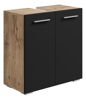 Wastafelkast Jupiter 60 x 30 x 60 cm Kastanje Eiken / Zwart, Verzenden, Nieuw