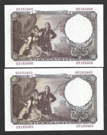 Spanje. - 2 x 100 Pesetas 1946 - Pick 131 - consecutive