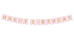Banner Happy Birthday Lichtroze 1,75m, Verzenden