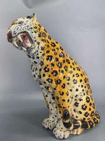 Große Keramik Leopard Figur – Italienisch Vintage - Figuur -