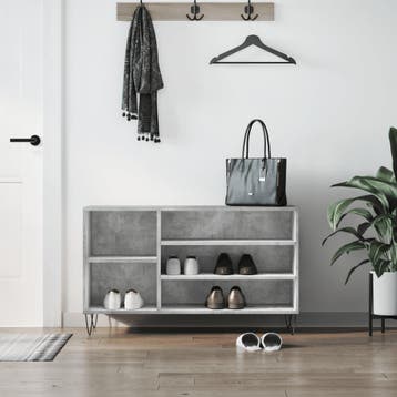 vidaXL Schoenenkast 102x36x60 cm bewerkt hout betongrijs, Verzenden