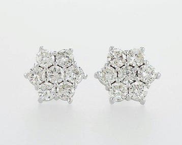 Oorstekers - 14 karaat Witgoud - 1.61ct. tw. Diamant