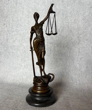 Statue, Lady Justice - 23.5 cm - Bronze, Antiquités & Art