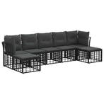 vidaXL Buiten bank set met kussen 4 pcs Zwart Polyester, Verzenden