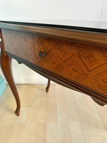 Kabinet - Hout, Glas - Antieke intarsia, Antiek en Kunst