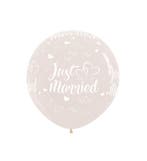 Ballonnen Just Married Hearts Crystal Clear 61cm 3st, Verzenden, Nieuw