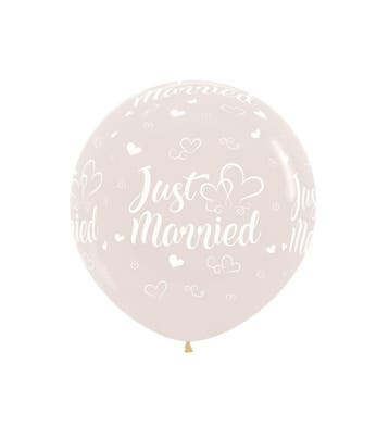 Ballonnen Just Married Hearts Crystal Clear 61cm 3st, Verzenden