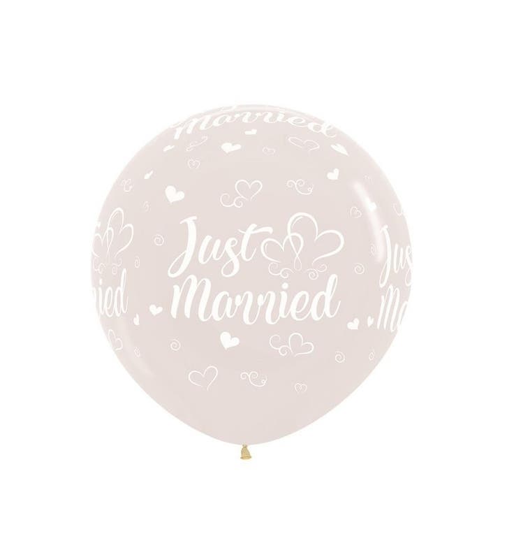 Ballonnen Just Married Hearts Crystal Clear 61cm 3st, Hobby & Loisirs créatifs, Articles de fête, Envoi