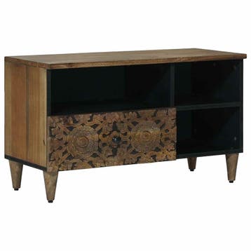 vidaXL TV Kast met lade Bruin 80 x 33,5 x 46 cm Massief, Verzenden, Nieuw