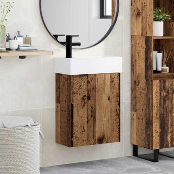 vidaXL Badkamermeubel met kraan Oud hout 45,5 x 22,5 x 84 cm, Verzenden