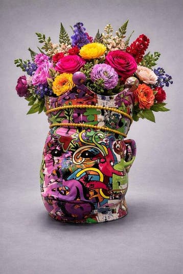 Sculpture, XL Gorilla Pop Art Sculptuur Vaas – Graffiti