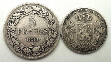 Belgique. Léopold Ier. 2 1/2, 5 Francs 1833/1849 (2