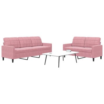 vidaXL 2-delige Loungeset met kussens fluweel roze, Verzenden, Nieuw