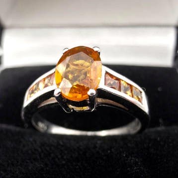 Sans prix de réserve - Bague Argent - Saphir Orange