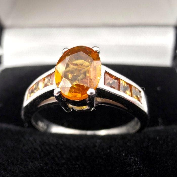 Sans prix de réserve - Bague Argent - Saphir Orange, Bijoux, Sacs & Beauté, Bagues