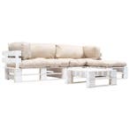 vidaXL 4-delige Loungeset pallet met zandkleurige kussens, Verzenden, Nieuw, Loungeset