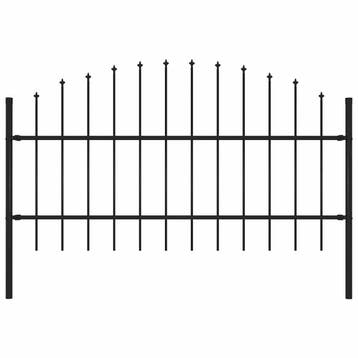 vidaXL Tuinhek Woerden met speerpunt staal 170x100 cm zwart, Verzenden, Nieuw