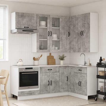 vidaXL Keukenblok KALMAR 8 st Betongrijs Bewerkt hout, Huis en Inrichting, Verzenden, Nieuw