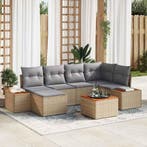 vidaXL Tuinbank Set met kussen 7 pcs Beige en Lichtgrijs, Verzenden, Nieuw