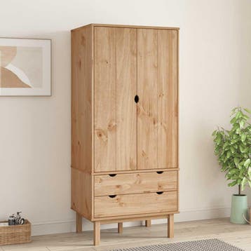 vidaXL Kledingkast OTTA 76,5x53x172 cm massief grenenhout, Verzenden