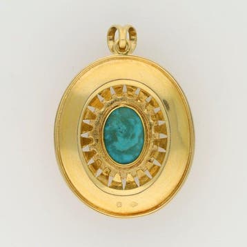 Pendentif - 18 carats Or jaune Turquoise