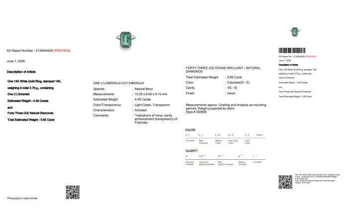 Sans prix de réserve - Bague - 14 carats Or blanc - 4.49ct., Bijoux, Sacs & Beauté, Bagues