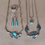 Turquoise - Zilver - Halsketting - Collectie van 6 pcs