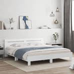 vidaXL Bedframe met hoofdbord bewerkt hout wit 160x200 cm, Verzenden, Nieuw