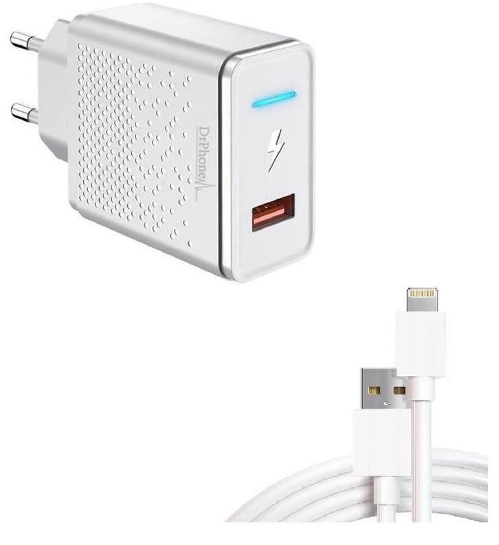 DrPhone LS3 - 18W Oplader + Kabel - Lader met LED indicator, Telecommunicatie, Mobiele telefoons | Telefoon-opladers, Nieuw, Verzenden