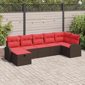 vidaXL Tuinbank Set 7 st Bruin poly rattan, Tuin en Terras, Verzenden, Nieuw