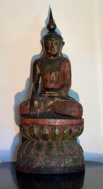 Bouddha Shan ancien (Birmanie, XIXe siècle) - 78 cm - Shan -, Antiquités & Art