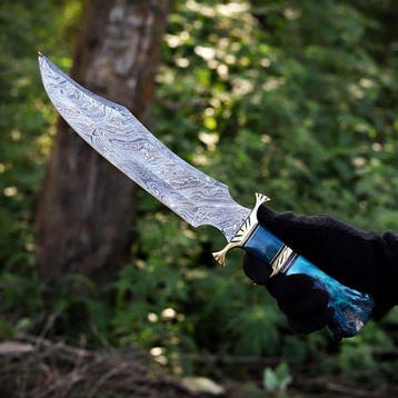 Keukenmes - Utility knife - Staal, Leder, Been, Messing -