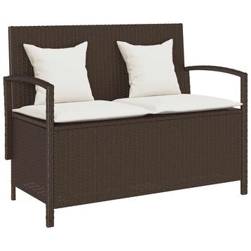 vidaXL Tuinbank met kussen poly rattan bruin, Verzenden, Nieuw