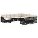 vidaXL Tuinbank Set 12 pcs Zwart en Crème Wit poly rattan, Verzenden, Nieuw