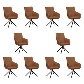 Set van 10 Leren draaibare eetkamerstoelen Fancy - Rancho, Nieuw, Leer, Ophalen of Verzenden, 90 cm of meer