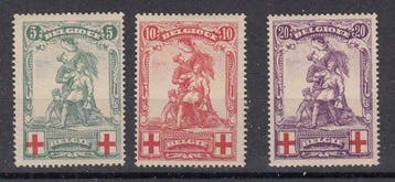 België 1912 - Rode Kruis - OBP : 126/128 , 129/131 , 132/134, Gestempeld