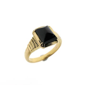 Vintage gouden herenring met onyx, Ophalen of Verzenden