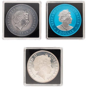 Australië. 1 Dollar 2014/2019 - Koalas & Crocodile 1 Oz, Postzegels en Munten