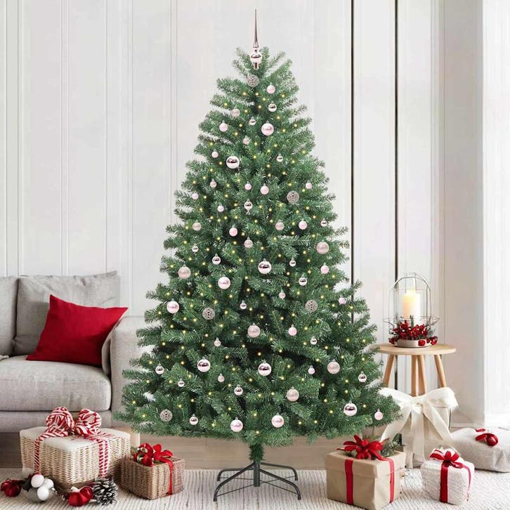 vidaXL Kunstmatige Hinged Kerstboom Groen 210 cm PVC en, Divers, Noël, Envoi