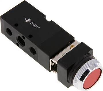 5/2 G1/4 (G1/8) Valve à bouton poussoir rouge, Verzenden, Nieuw