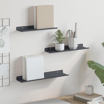 vidaXL Zwevende plank 3 st Antraciet 40 x 9 x 2,5 cm Staal, Verzenden, Nieuw