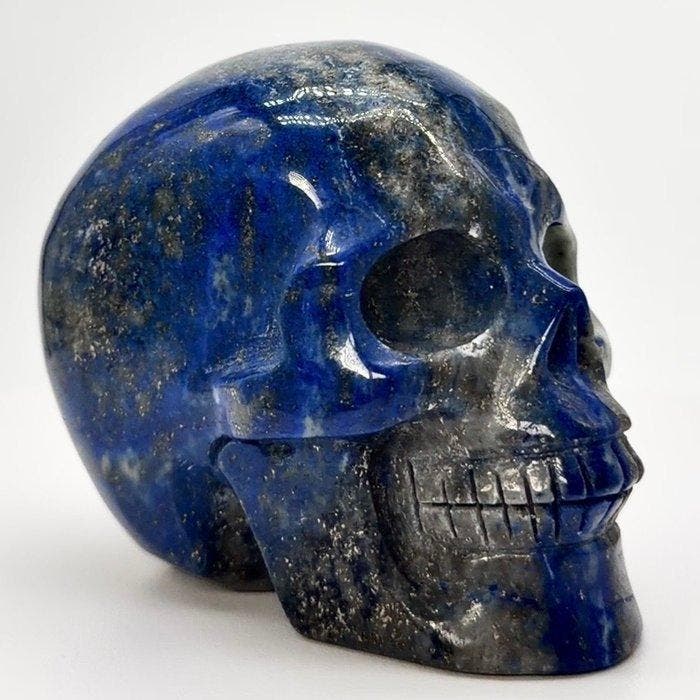Schedel en Lapis Lazuli Natuurlijk - premium Gravure -, Verzamelen, Mineralen en Fossielen