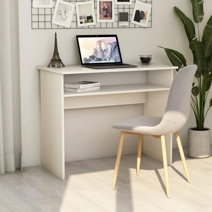 vidaXL Bureau 90x50x74 cm bewerkt hout wit, Huis en Inrichting, Bureaus, Nieuw, Verzenden