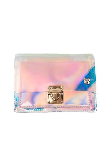 KIMU® Clutch Holografisch Transparant Roze Iridescent Tasje, Ophalen of Verzenden, Nieuw, Overige kleuren